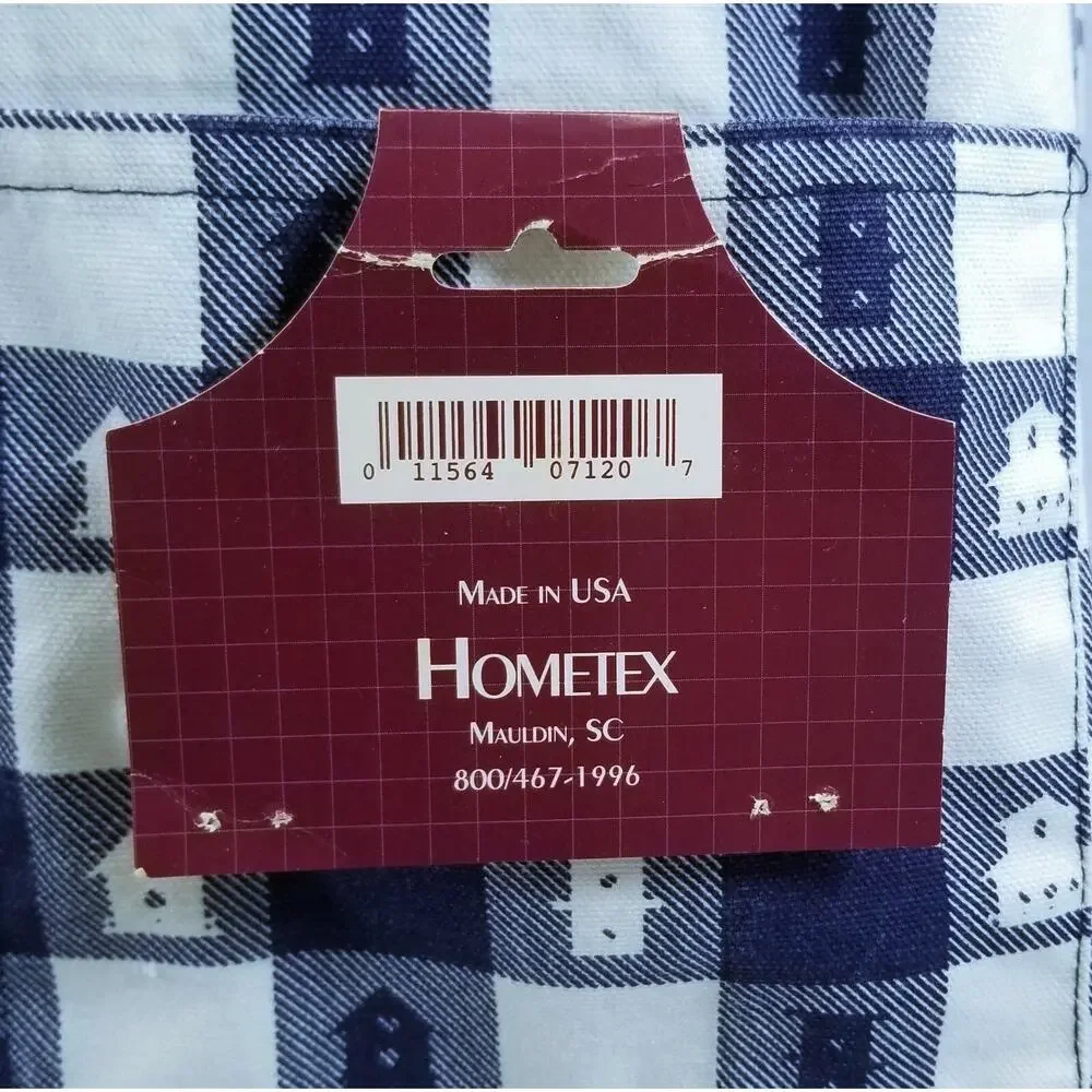 QQ) Hometex Blue White Country Cottage Chef's Apron Double Pocket 100% Cotton
